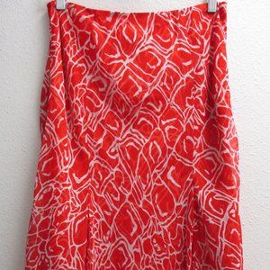 Escada Red & White Print Silk Handkerchief Skirt Size 10 US / 40 EU